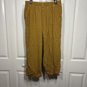 Old Navy Linen Pants Womens M Mustard Yellow Elastic Waist Boho Coastalcore